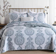 3 piece cotton bedspread coverlet blue queen king navy white cotton reversible