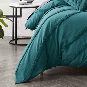 5 piece Bianca teal chenille cotton   Queen Haven Chenille Quilt cover european teal