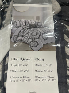 Queen / king bedspread 5 piece package deal  home sweet black grey