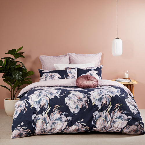 new 3PCS Valentine Navy Quilt Cover Set by Logan & Mason Navy Pink Cotton king