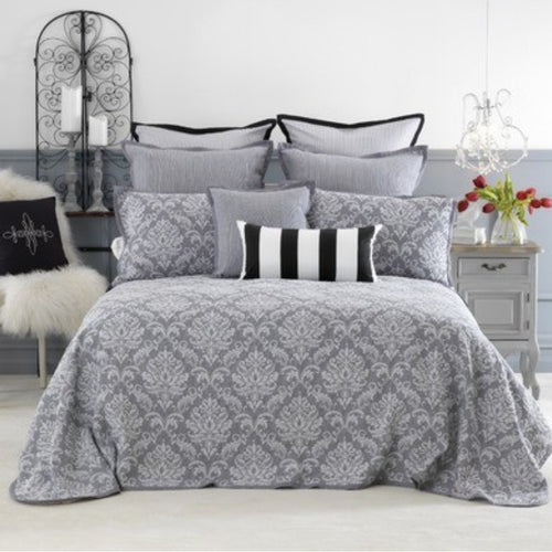 Fleur bedspread by 3 piece set bianca single/ king single grey provincial white embossed