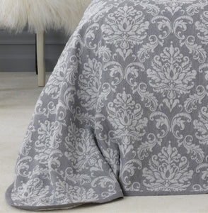 Fleur bedspread by 3 piece set bianca single/ king single grey provincial white embossed