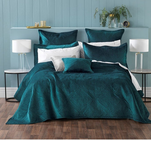 Dynasty teal by bianca coverlet bedspread provincial queen king velvet