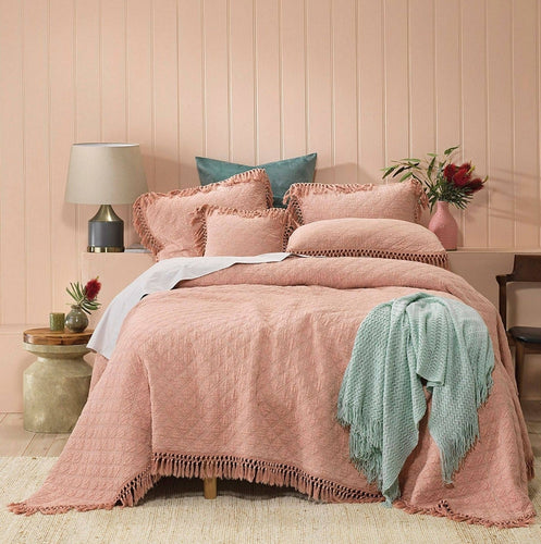 100% cotton Bianca kiera blush bedspread pink  piece set single/ king single/ double