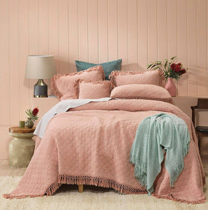 100% cotton Bianca kiera blush bedspread pink  piece set single/ king single/ double