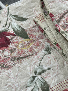 3 piece cotton bedspread pink beige coverlet girl pink vintage provincial floral pretty cotton reversible quilted