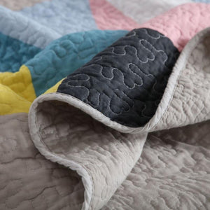 Sale Cotton bedspread coverlet queen king quilted modern geometric design black beige pink blue yellow