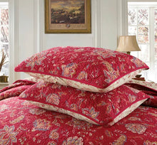 Sale 3 piece coverlet bedspread queen king reversible quilted burgundy red floral beige