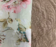 Plush soft velvet bedspread coverlet queen king quilted provincial damask floral cotton reverse latte beige