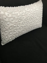 Pearl white hand beaded  cushion