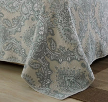 Cotton bedspread coverlet queen king quilted provincial damask blue grey royal elegant