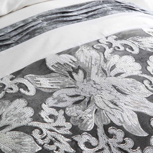 New silver grey Colette silver sequin glamour quilt cover set  king Logan and mason