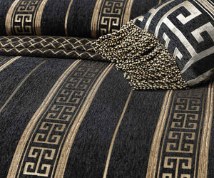 Mateo queen quilt cover Davinci  bold chenille Greek key pattern gold black elegant luxury bedding