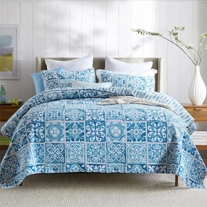 Sale New 3 piece bedspread coverlet cotton queen king aqua blue turquoise Turkish design morocco