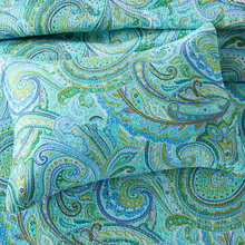 Cotton bedspread coverlet queen king blue green Paisley reversible