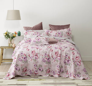 3 piece dahlia bedspread Bianca floral vintage single purple Lilian violet tones