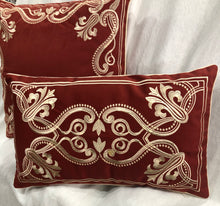 Set of embroidered gold cushion covers elegant red, royal blue, black , green, white