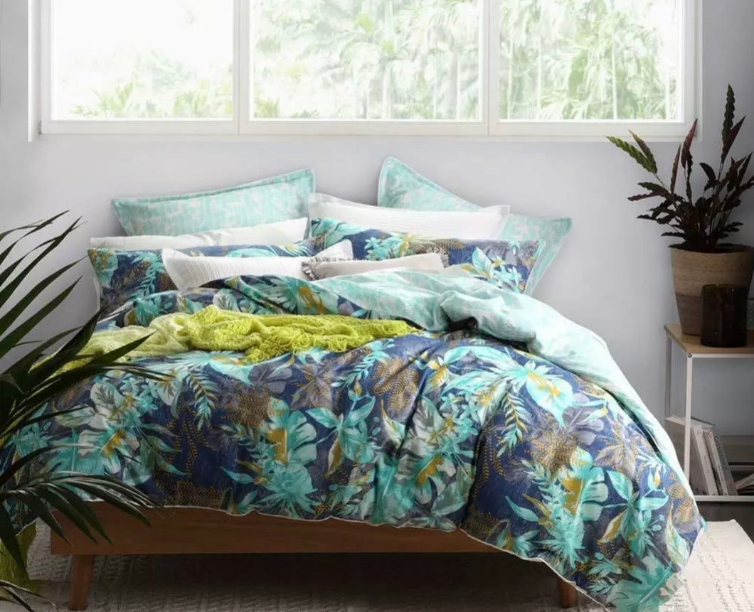 Moana teal quilt cover set by Logan and mason blue navy