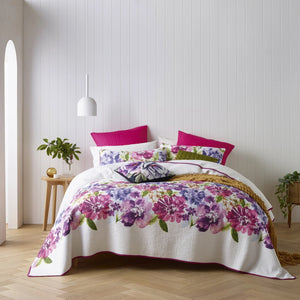 Single  2 piece set Zoey bedspread floral pink purple vibrant summer quilted