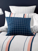 Sol peach cotton quilt cover by linen house white navy peach king