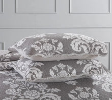 Sale New 3 piece bedspread quilted coverlet cotton queen king grey provincial damask grey white