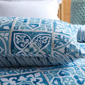 Sale New 3 piece bedspread coverlet cotton queen king aqua blue turquoise Turkish design morocco