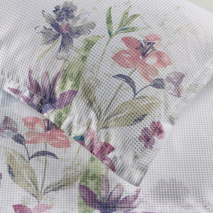 Zaylee quilt cover set By Bianca  3 piece floral summer white king
