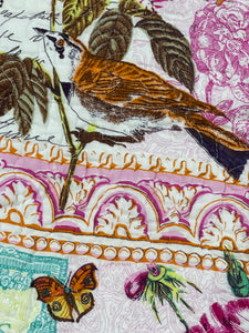 Cotton bedspread queen king pink French elegant bird butterfly vintage vibrant