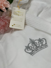 Luxury Hotel quality embroidered silver grey cotton bath robe towel bridal elegant velvet