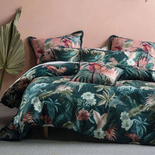 Fernanda quilt cover by linen house cotton teal queen tropical exotic bird