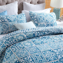 Sale New 3 piece bedspread coverlet cotton queen king aqua blue turquoise Turkish design morocco