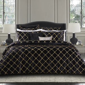 Sale Davinci Julienne black king   Diamond elegant quilt cover black gold velvet glamour quilt cover set