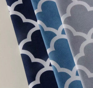 Copy of 3 piece kitchen curtain navy white modern