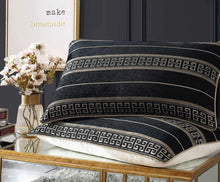 Mateo king quilt cover Davinci elegant bold chenille Greek key pattern gold black elegant luxury bedding