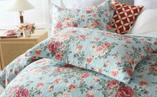 Sale Cotton bedspread coverlet king queen summer floral  the green blue vintage oranges peach garden