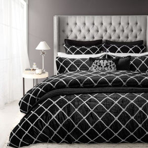 Sale queen Davinci Julienne noir queen Diamond elegant quilt cover black silver velvet glamour quilt cover set