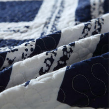 Sale Cotton bedspread coverlet queen king quilted reversible contemporary white indigo navy blue