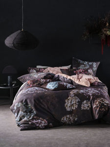 Violette quilt cover by line house black purple lilac floral king cotton