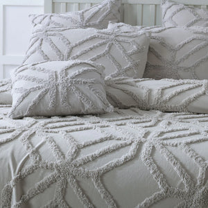 Bianca willow coverlet bedspread super king cotton chenille grey modern