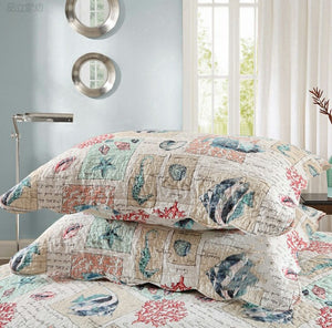 Cotton bedspread queen nautical aquatic beach coral