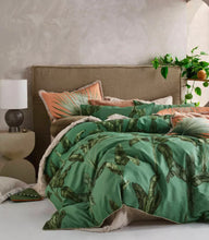 new 3pcs Livia Green Quilt Cover Set Linen House cotton Sateen Queen Tropical cotton banana palm leaves