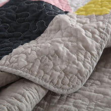 Sale Cotton bedspread coverlet queen king quilted modern geometric design black beige pink blue yellow