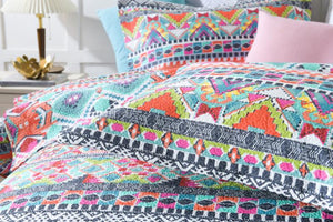 Sale 3 piece cotton bedspread coverlet  colour Moroccan vibrant colourful cultural inspired summer reversible