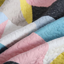 Sale Cotton bedspread coverlet queen king quilted modern geometric design black beige pink blue yellow