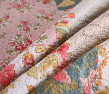 Sale Cotton bedspread coverlet quilted queen king vintage beige floral patchwork style