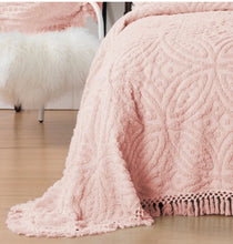 Kalia bedspread set pink Bianca chenille cotton easy care king queen single