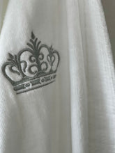 Luxury Hotel quality embroidered silver grey cotton bath robe towel bridal elegant velvet