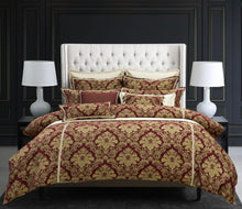 Napoleon Shiraz davinci quilt cover king damask royal elegant luxury bedding gold maroon yarn dyed chenille