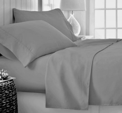 new 4 piece 500 thread count pure cotton sheet set silver grey