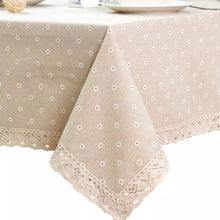 6-8 seater table cover linen cotton lace blend daisy print